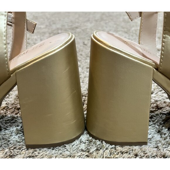 DREAM PAIRS Women’s Chunky Block High Heels Ankle Strap ~ Gold ~ Size 8.5 - Picture 9 of 10
